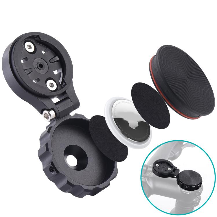 Bicycle Headset Mount For AirTag AirTag 2nd Gen / AirTag 1st Gen, Garmin, Wahoo, Bryton, iGPSPORT, Magene, XOSS & More Bike Computer Holder - Black