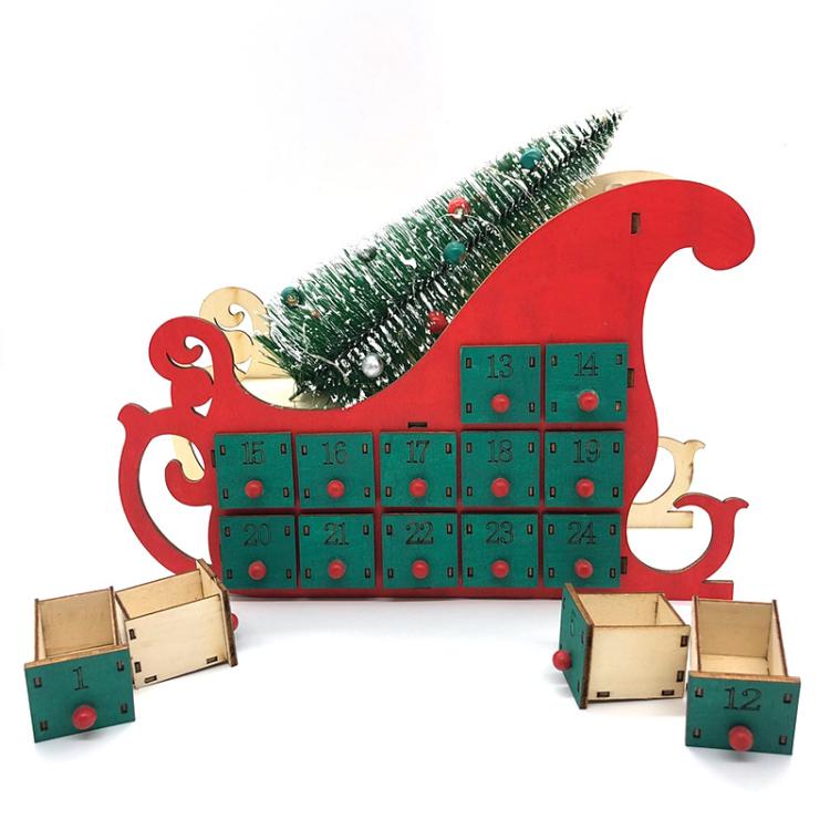 24-Day Countdown Sledge Christmas Calendar Decoration Gift Box