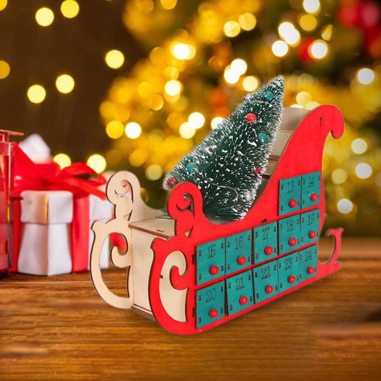 24-Day Countdown Sledge Christmas Calendar Decoration Gift Box