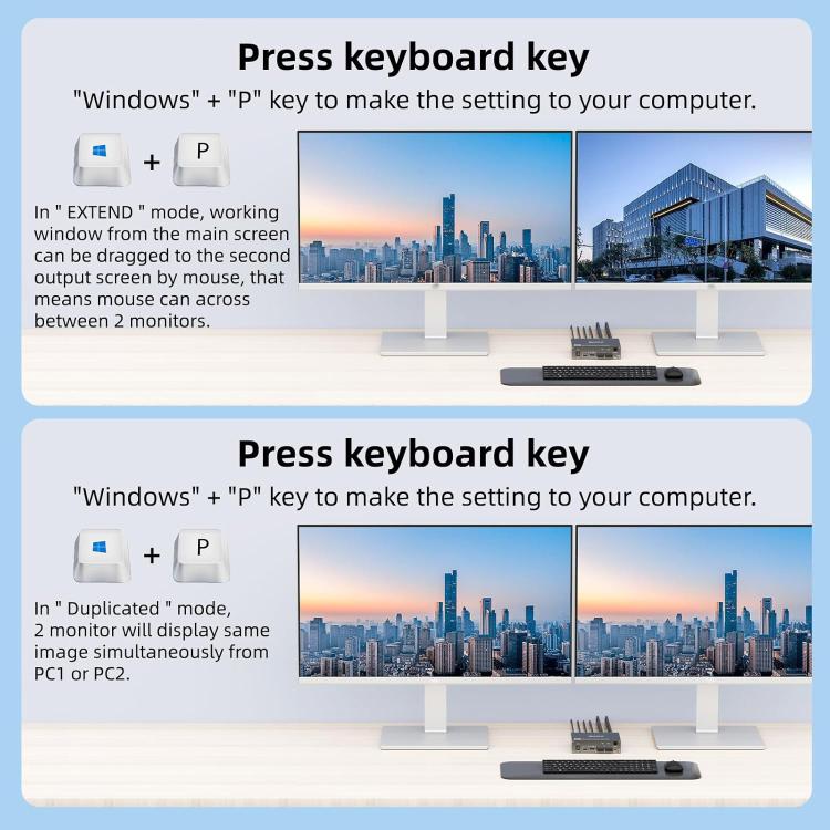 KVEVE KC-KVM202CH USB 3.0 Dual Monitor 4K 60Hz KVM Switch UK Plug