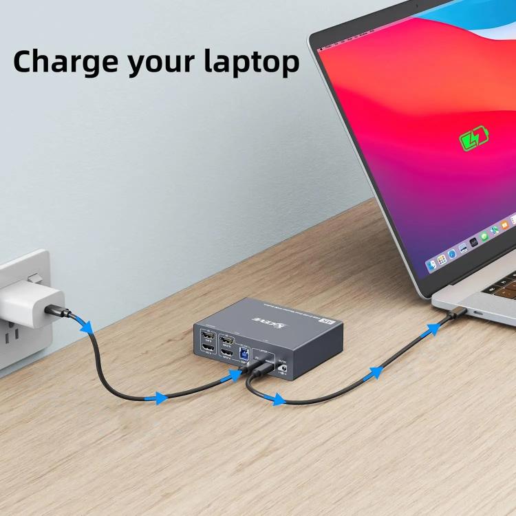 KVEVE KC-KVM202CH USB 3.0 Dual Monitor 4K 60Hz KVM Switch UK Plug