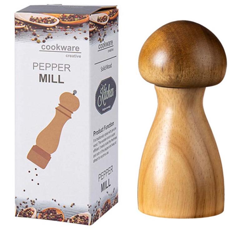 Mushroom Shaped Pepper Grinder Wooden Kitchen Grinding Tool, Spec: Single WIth Box