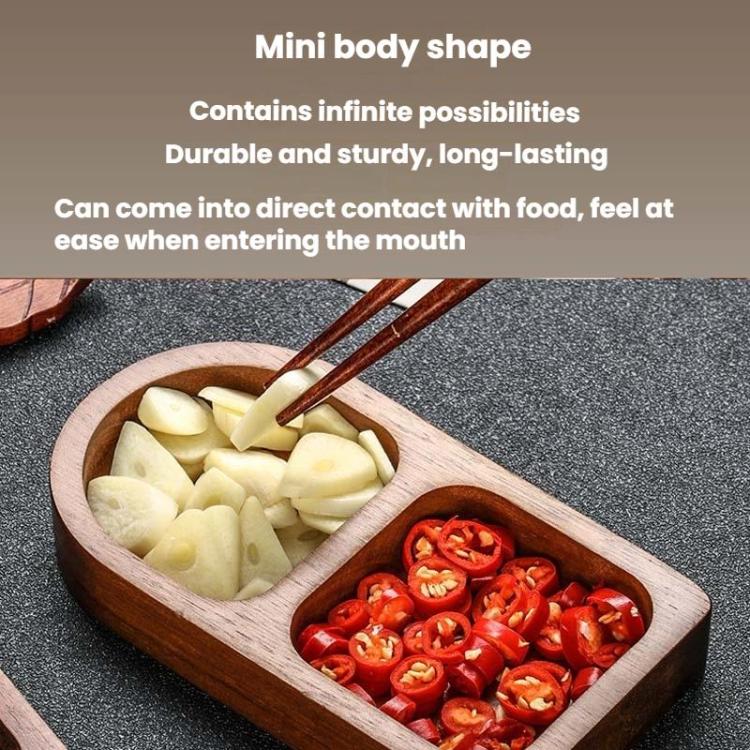 4 Grid Solid Wood Dipping Dish Beef Barbecue Hot Pot Kimchi Flavor Snack Plate