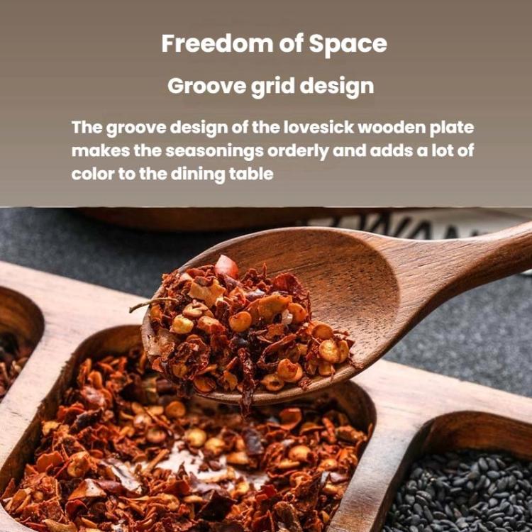 2 Grid Solid Wood Dipping Dish Beef Barbecue Hot Pot Kimchi Flavor Snack Plate