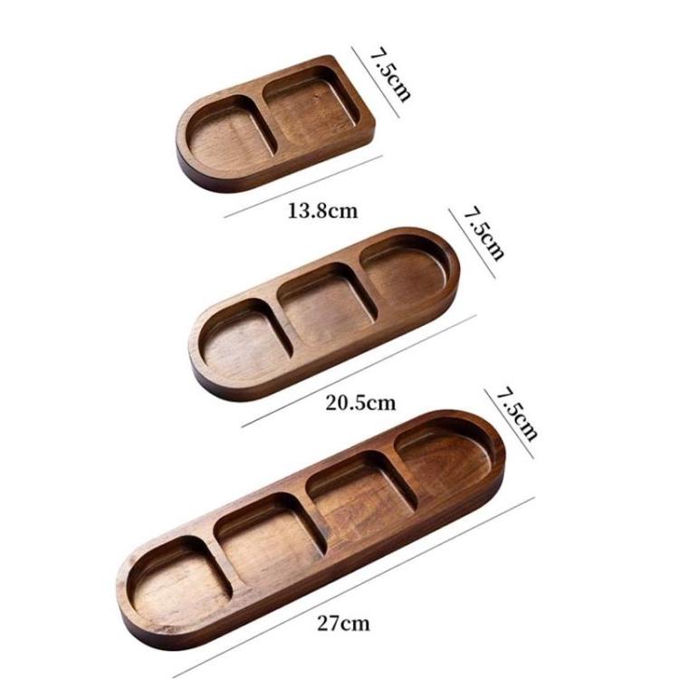 3 Grid Solid Wood Dipping Dish Beef Barbecue Hot Pot Kimchi Flavor Snack Plate