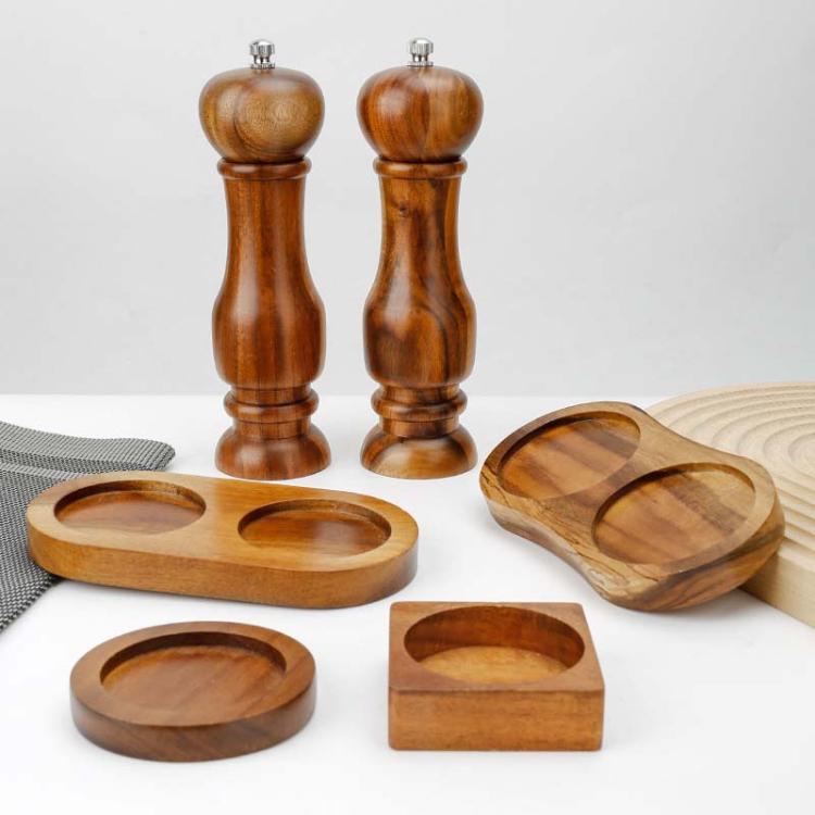 Wooden Base For Grinder Seasoning Product Storage Tray, Spec: Circle