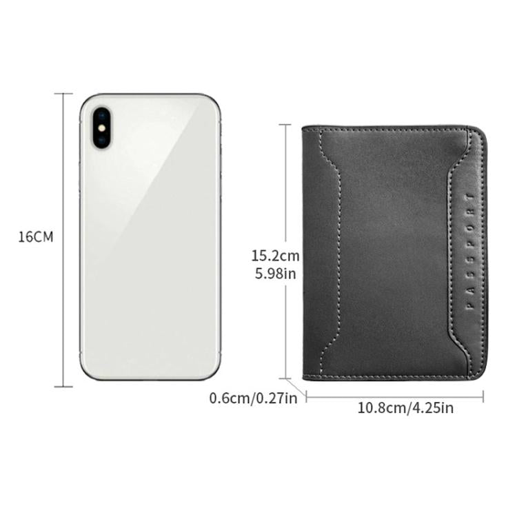 Genuine Leather Passport Card Holder ID/Boarding Pass Wallet with Card Slots & Ticket Pocket With Lanyard Black