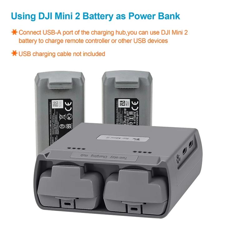 For DJI Mini 2 SE/Mini 2/Mini 4K YX Charger 2-way Battery Charging Hub - Gray