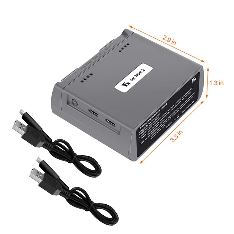 For DJI Mini 2 SE/Mini 2/Mini 4K YX Charger 2-way Battery Charging Hub - Gray