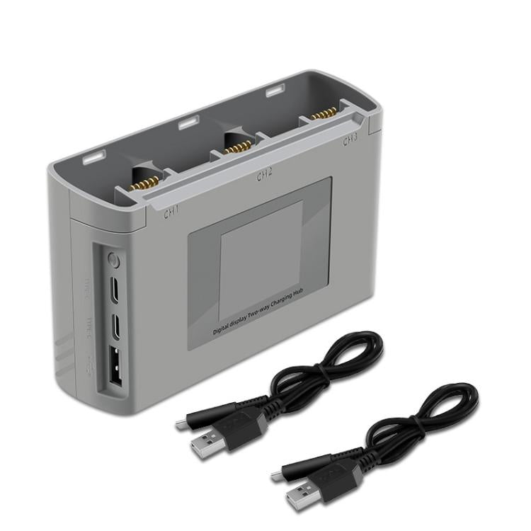 For DJI Mini 2 SE/Mini 2/Mini 4K YX 3-way Battery Charging Hub With Color Screen - Gray