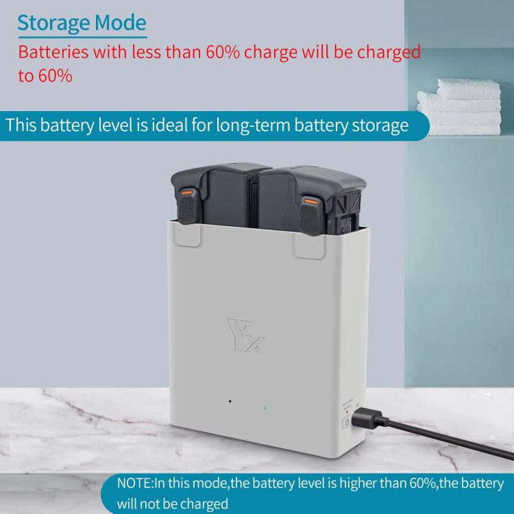 For DJI Avata 2 YX Dual-Channel Battery Charging Hub Smart Maintenance Station - Gray