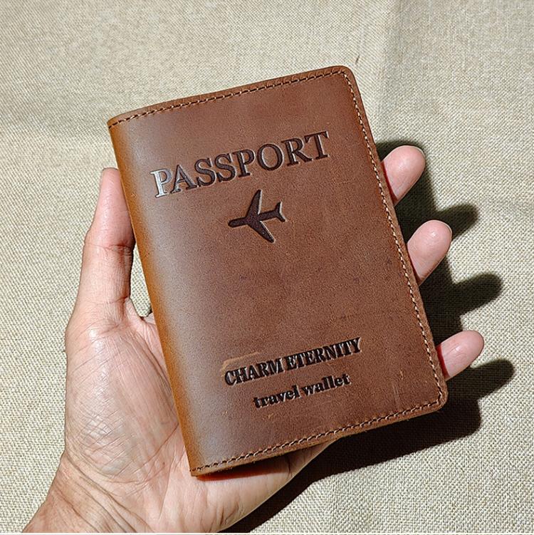 Crazy Horse Leather Passport Holder Ticket Case Travel Document Organizer For Men & Women