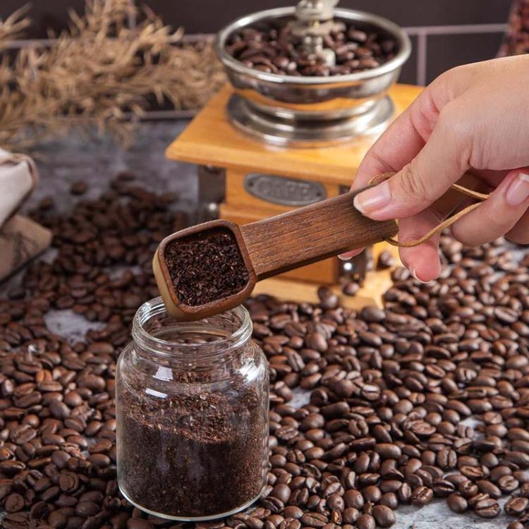 Long Handle Solid Wood Square Coffee Spoon Measuring Seasoning Scoop Teaspoon