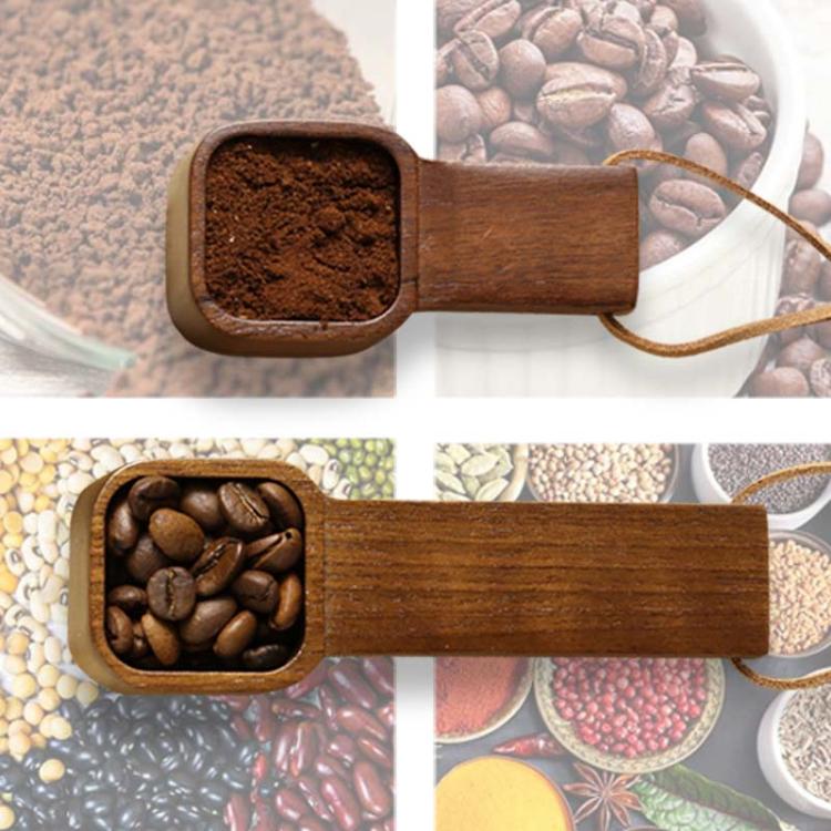 Long Handle Solid Wood Square Coffee Spoon Measuring Seasoning Scoop Teaspoon