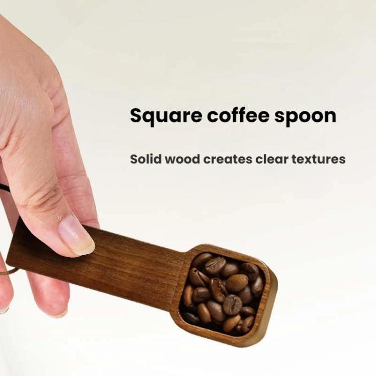 Short Handle Solid Wood Square Coffee Spoon Measuring Seasoning Scoop Teaspoon