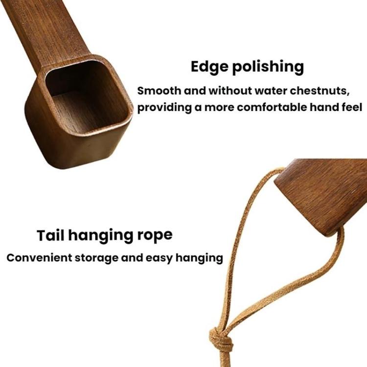 Long Handle Solid Wood Square Coffee Spoon Measuring Seasoning Scoop Teaspoon