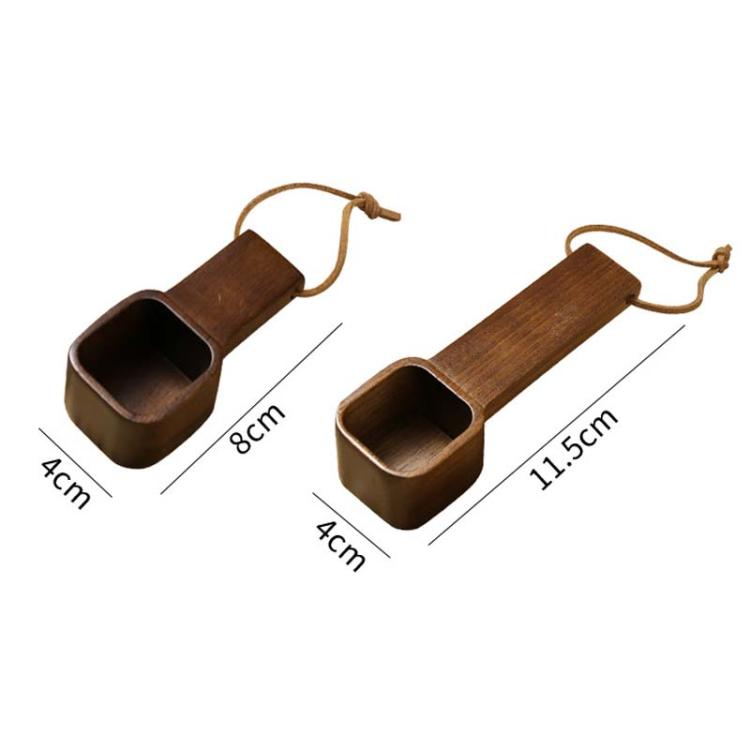 Long Handle Solid Wood Square Coffee Spoon Measuring Seasoning Scoop Teaspoon