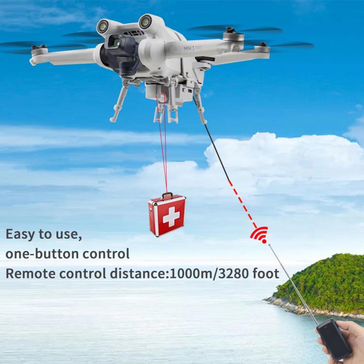 For DJI Mini 3 Pro / Mini 3 Drone YX Airdrop System Rechargeable Thrower Load 200g - Light Gray