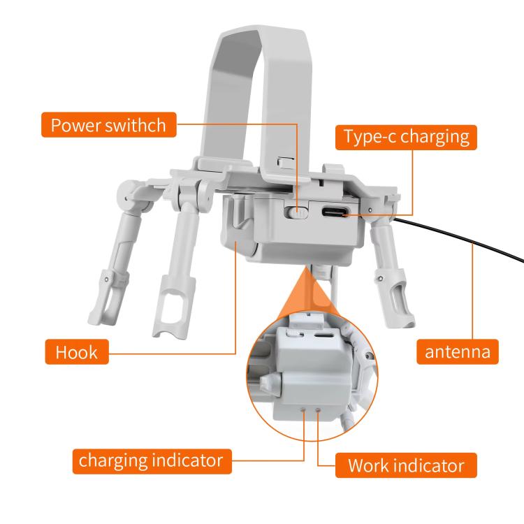 For DJI Mini 3 Pro / Mini 3 Drone YX Airdrop System Rechargeable Thrower Load 200g - Light Gray