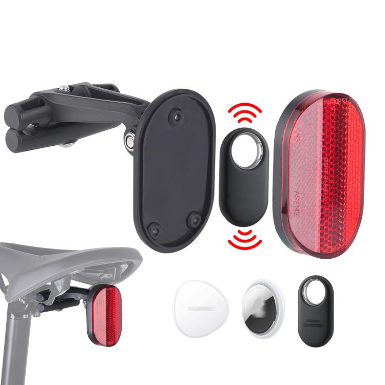 Bike Hidden Tracker Mount with Reflective Safety Taillight For AirTag 2nd Gen / AirTag 1st Gen/Samsung Galaxy SmartTag/Huawei Tag Holder - Black