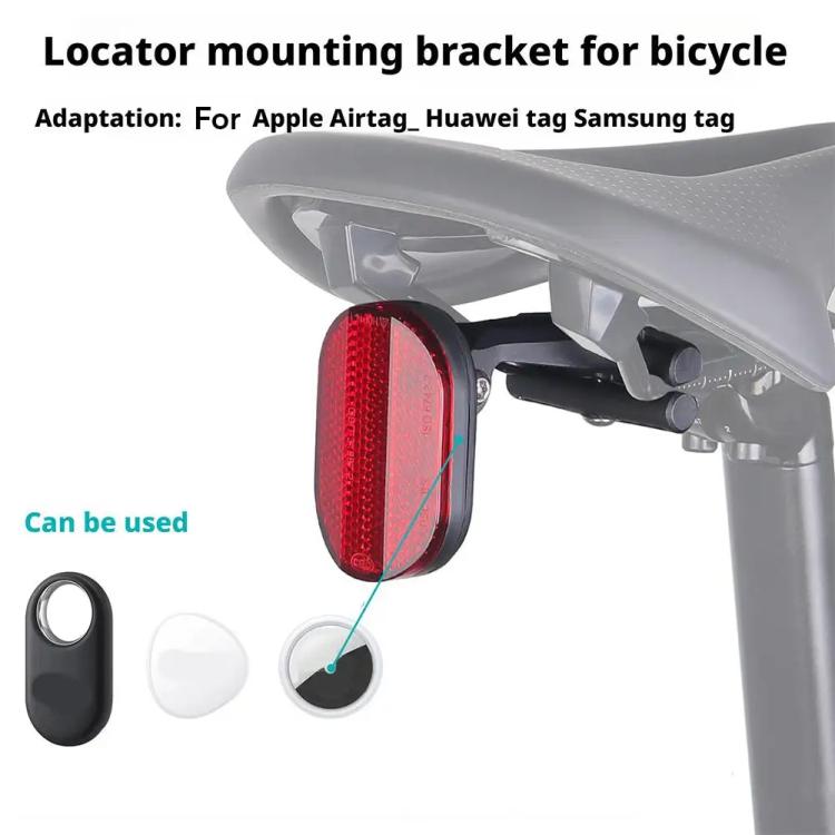 Bike Hidden Tracker Mount with Reflective Safety Taillight For AirTag 2nd Gen / AirTag 1st Gen/Samsung Galaxy SmartTag/Huawei Tag Holder - Black