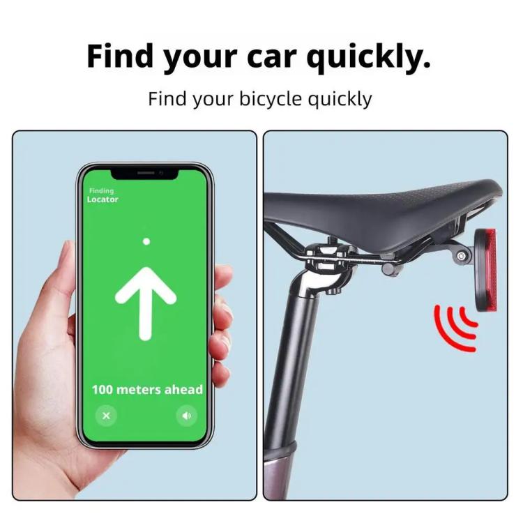 Bike Hidden Tracker Mount with Reflective Safety Taillight For AirTag 2nd Gen / AirTag 1st Gen/Samsung Galaxy SmartTag/Huawei Tag Holder - Black