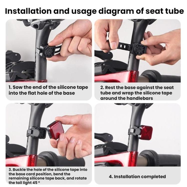 Seat Cushion Bicycle Charging Taillights Smart Brake Sensing Taillights Night Riding Waterproof Warning Lights