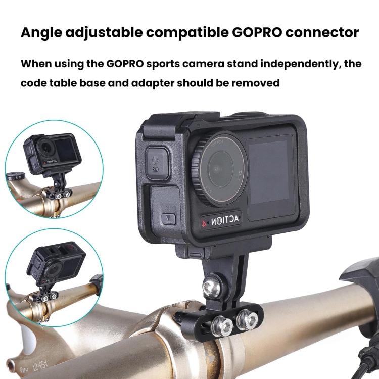 Bicycle Computer Stand Adjustable Angle Extension Rack Mountain Bike Sports Camera Stand - Black