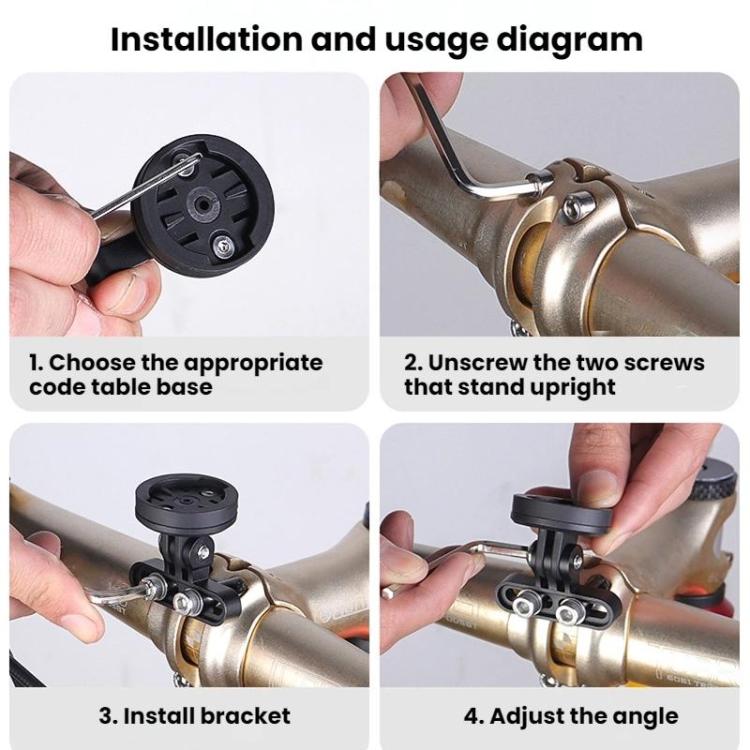 Bicycle Computer Stand Adjustable Angle Extension Rack Mountain Bike Sports Camera Stand - Black