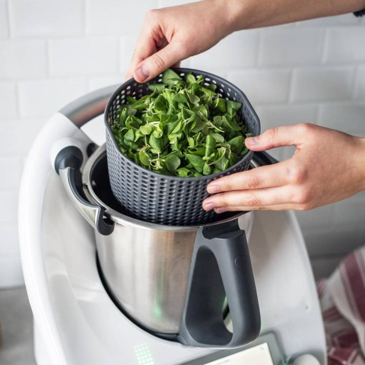 For Thermomix TM5/TM6 Salad Spinner & Storage Basket Rotating Vegetable Dryer - Deep Gray