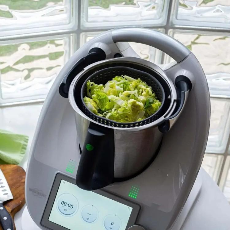 For Thermomix TM5/TM6 Salad Spinner & Storage Basket Rotating Vegetable Dryer - Deep Gray