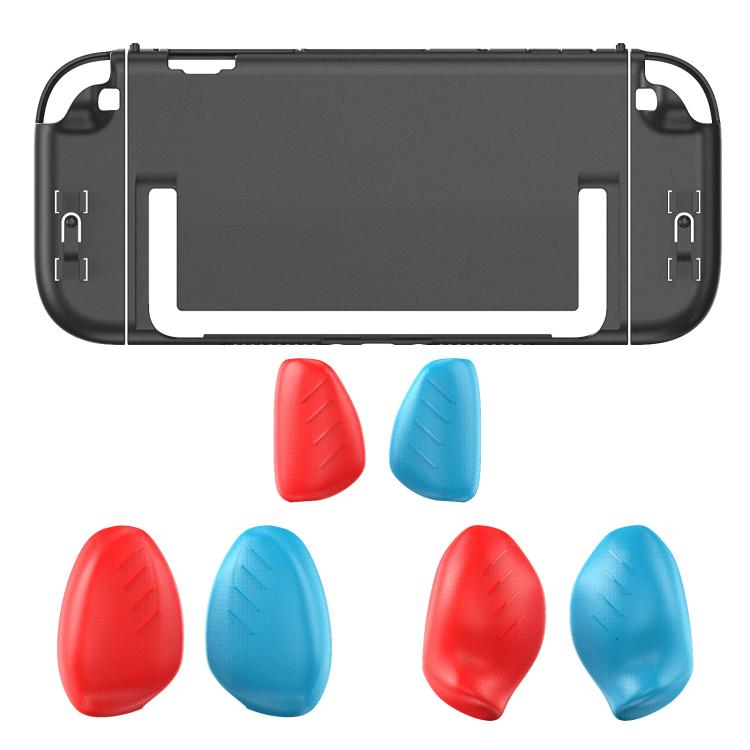 For Nintendo Switch 2 Split Design Crystal PC Protective Case with 3 Sizes Ergonomic Grips Clear Black+Red Blue