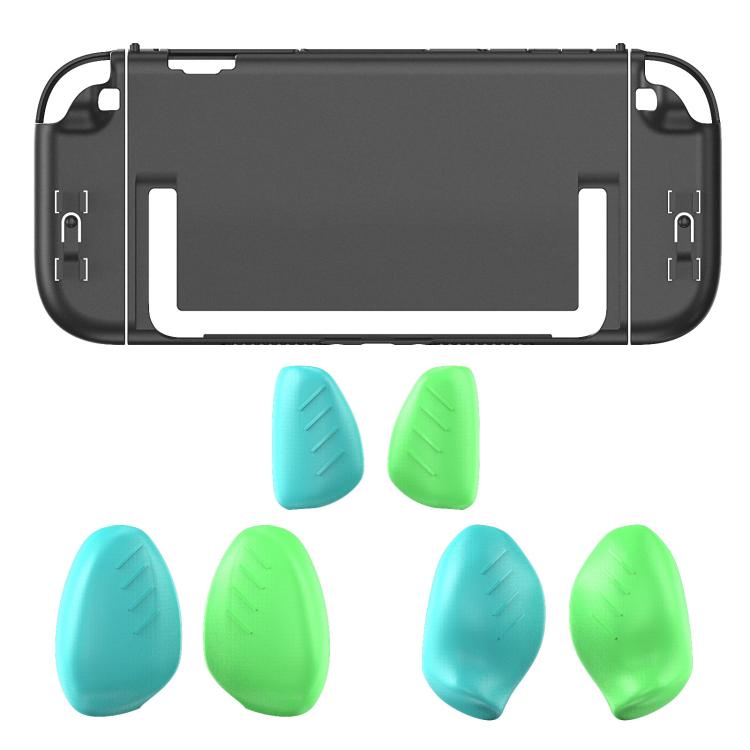 For Nintendo Switch 2 Split Design Crystal PC Protective Case with 3 Sizes Ergonomic Grips Clear Black+Green Blue