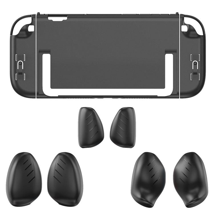 For Nintendo Switch 2 Split Design Crystal PC Protective Case with 3 Sizes Ergonomic Grips Clear Black+Black