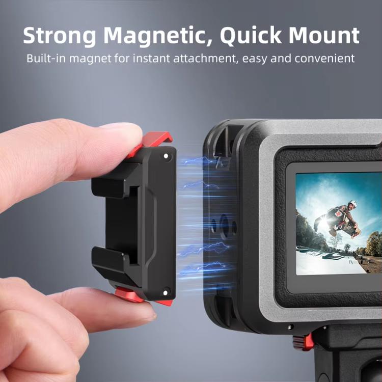For DJI Osmo Action 5 Pro/Action 4/Action 3 Magnetic Quick Release Adapter with Cold Shoe Mount Base - Black