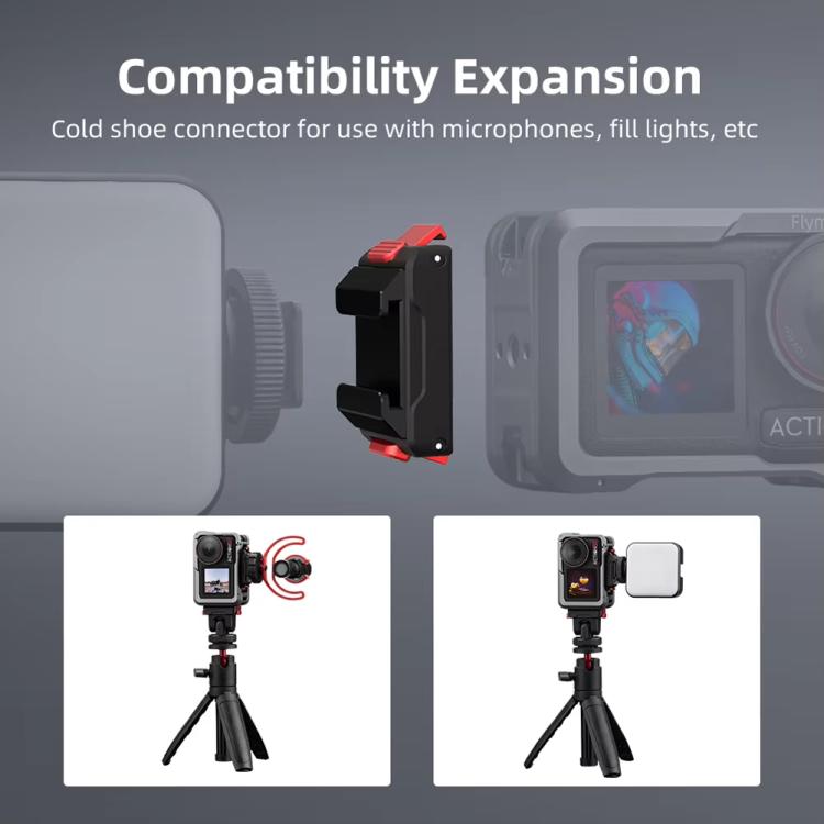 For DJI Osmo Action 5 Pro/Action 4/Action 3 Magnetic Quick Release Adapter with Cold Shoe Mount Base - Black