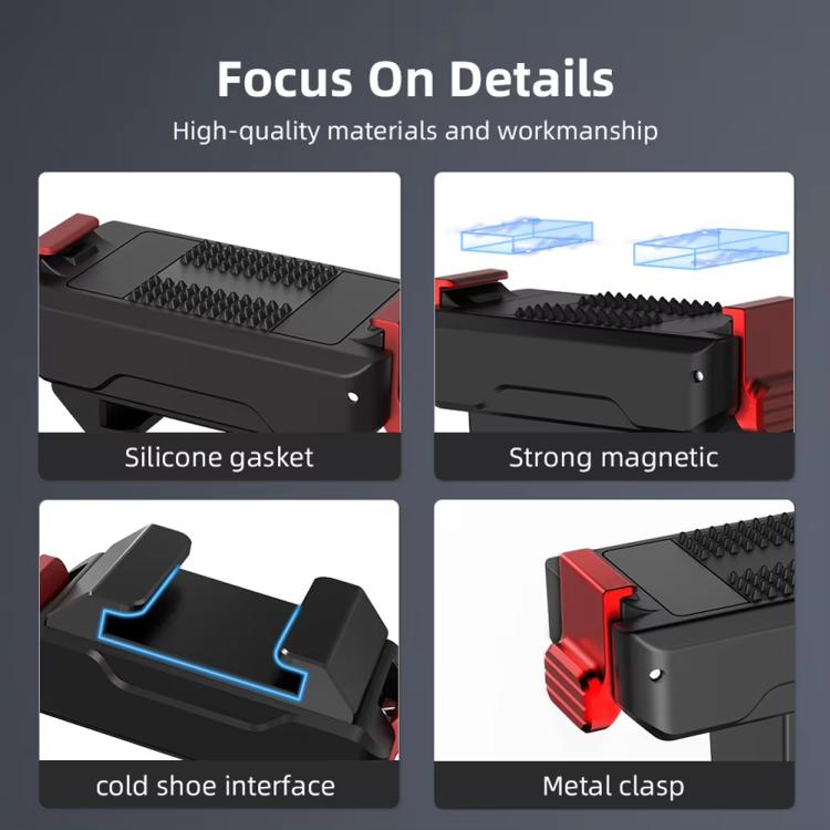 For DJI Osmo Action 5 Pro/Action 4/Action 3 Magnetic Quick Release Adapter with Cold Shoe Mount Base - Black