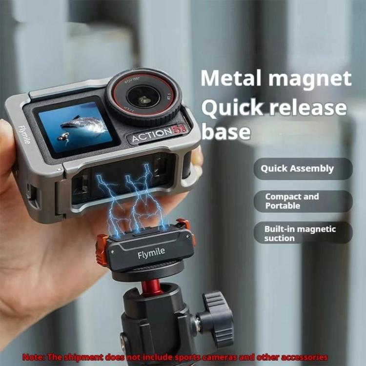 For DJI Osmo Action 5 Pro /4/3 Flymile Magnetic Quick Release Base With 1/4-inch Screw & 2-claw Interface - Black