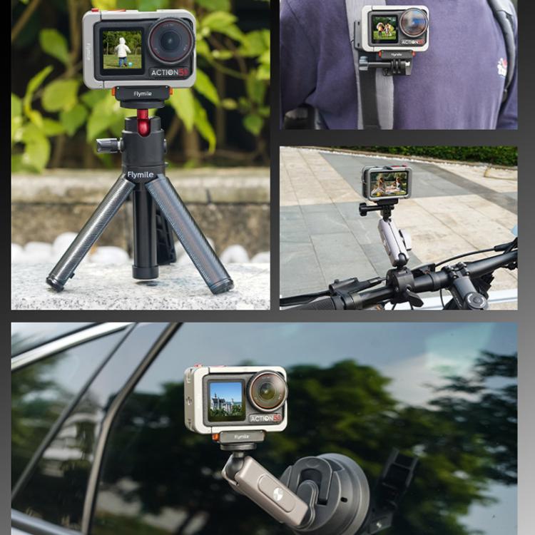 For DJI Osmo Action 5 Pro /4/3 Flymile Magnetic Quick Release Base With 1/4-inch Screw & 2-claw Interface - Black