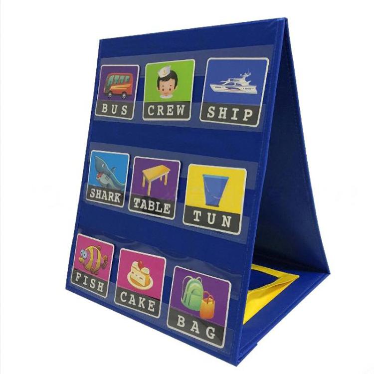 Student Schoolbag Tripod Style Desktop Study Pocket With Erasable Whiteboard For Memorizing Words - Blue Yellow