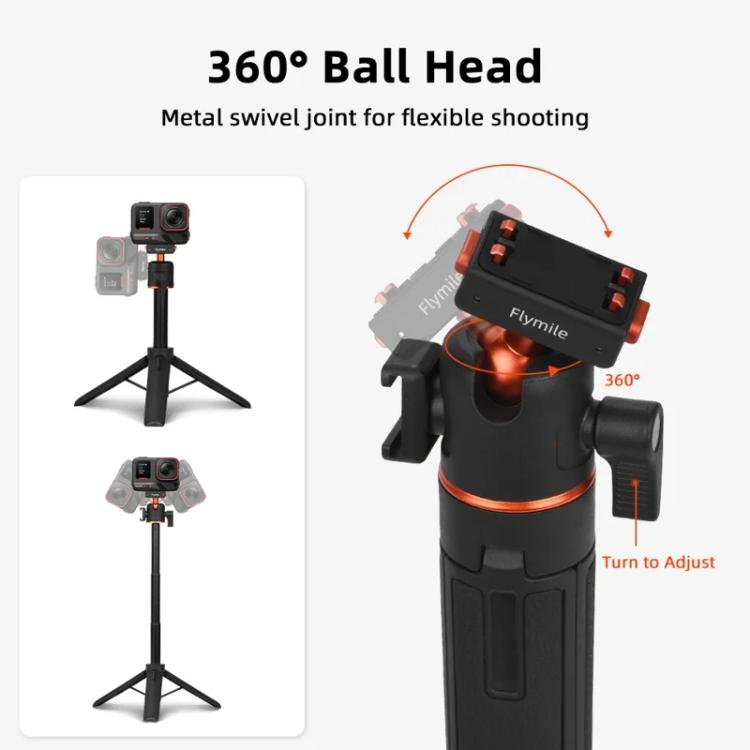 Flymile 20-54cm Magnetic Quick-Release Tripod for Insta360 Ace Pro 2/X5/X4/X3/X2/Ace Pro/Ace - Black