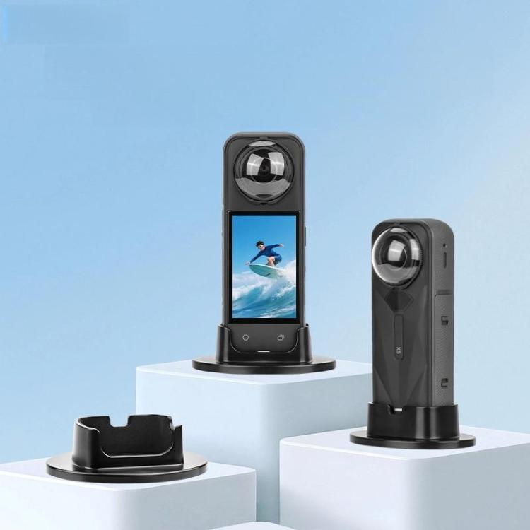 For Insta360 X5  Flymile Anti-Slip Base Plastic Desktop Stand Stable Camera Holder - Black