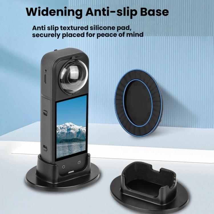 For Insta360 X5  Flymile Anti-Slip Base Plastic Desktop Stand Stable Camera Holder - Black