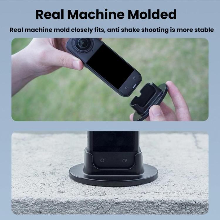For Insta360 X5  Flymile Anti-Slip Base Plastic Desktop Stand Stable Camera Holder - Black