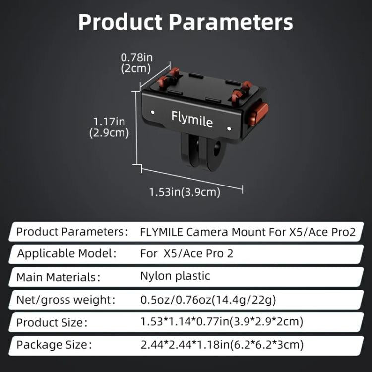 Flymile Plastic Magnetic Quick-Release Base For Insta360 Ace Pro 2/X5/X4/X3/X2/Ace Pro/Ace - Black