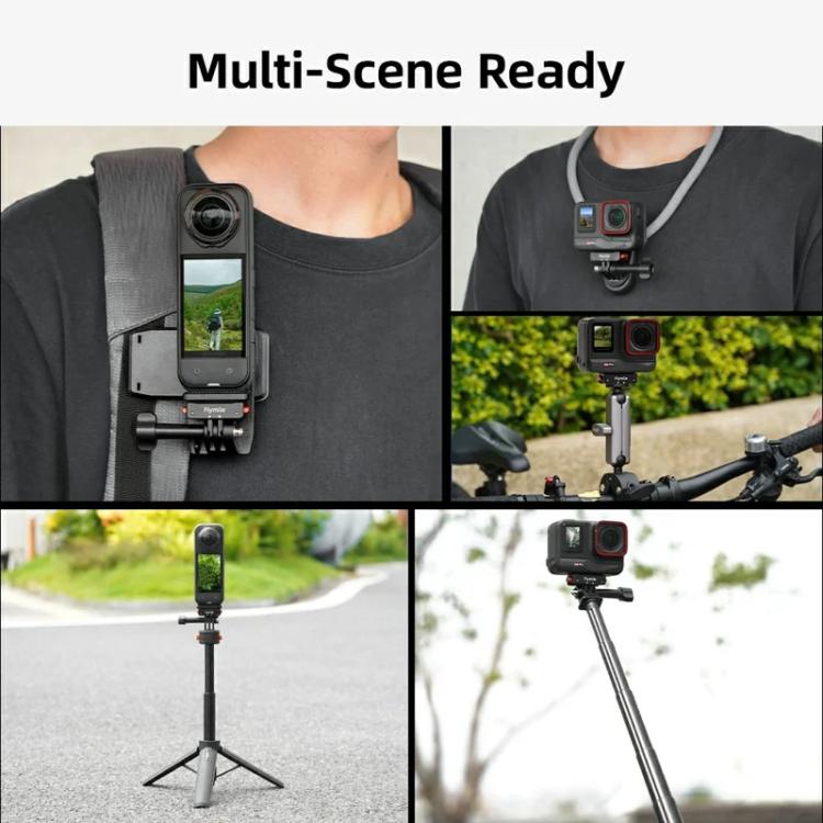 Flymile Magnetic Quick-Release Base 1/4 Inch Thread Foldable Extension Kit for Insta360 Ace Pro 2/Ace Pro/Ace/X5/X4/X3/X2 - Black
