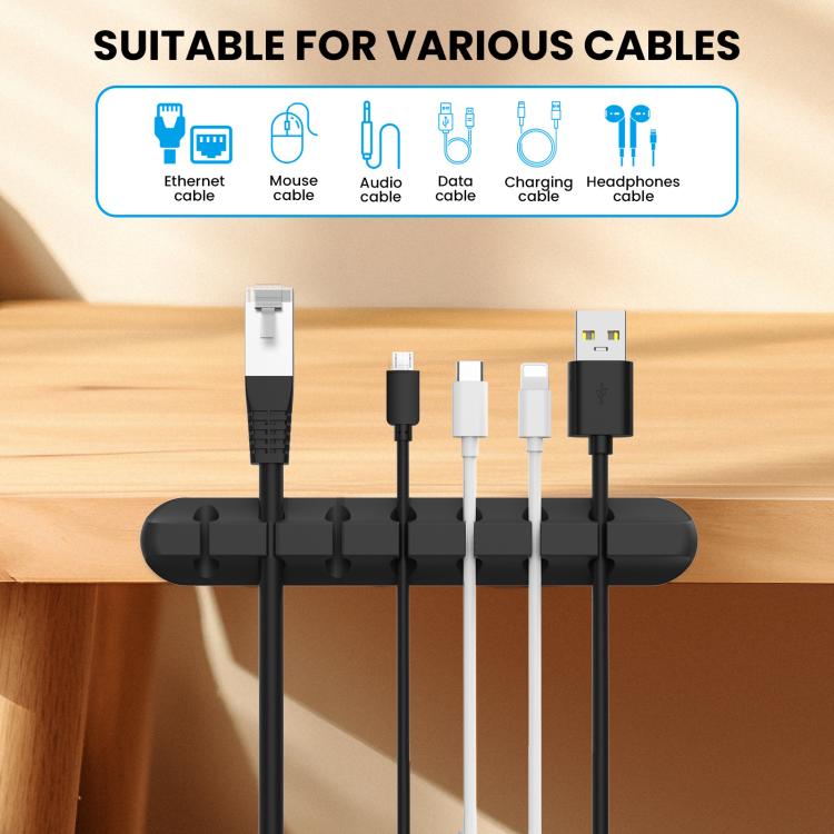 AhaStyle WG144 3pcs /Set 3/5/7 Holes Silicone Cable Clip Desktop Data Cable Organizer