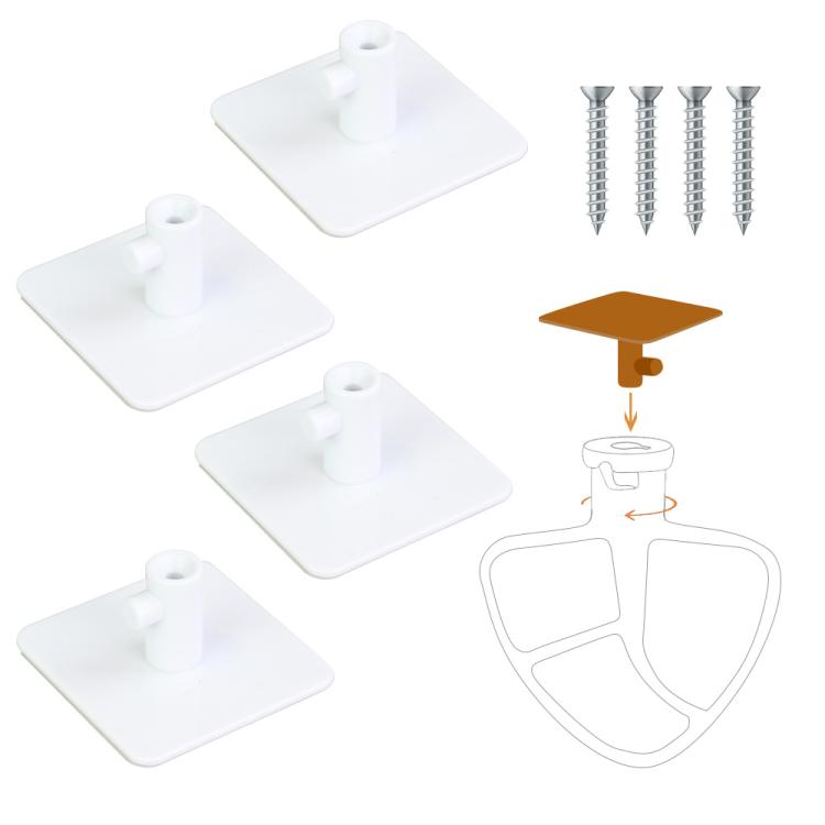 4pcs  Universal Stand Mixer Attachments Holders Storage Hook Accessory Organizer (White）