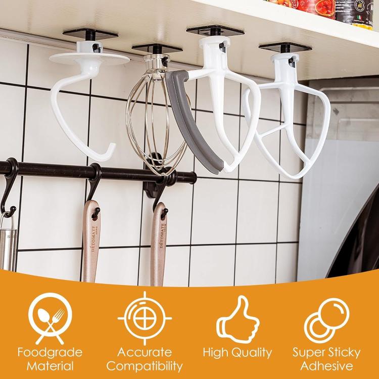 4pcs  Universal Stand Mixer Attachments Holders Storage Hook Accessory Organizer (White）