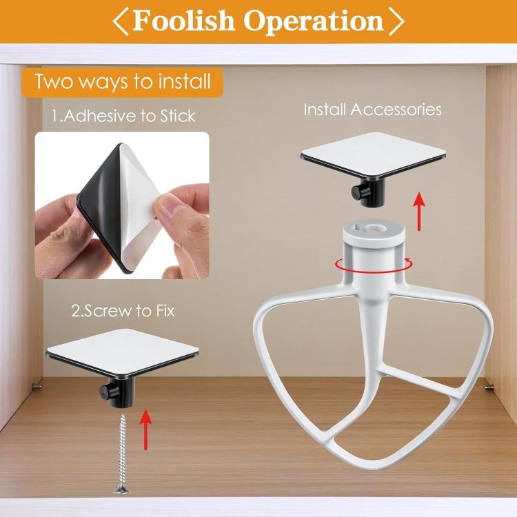 4pcs  Universal Stand Mixer Attachments Holders Storage Hook Accessory Organizer (White）